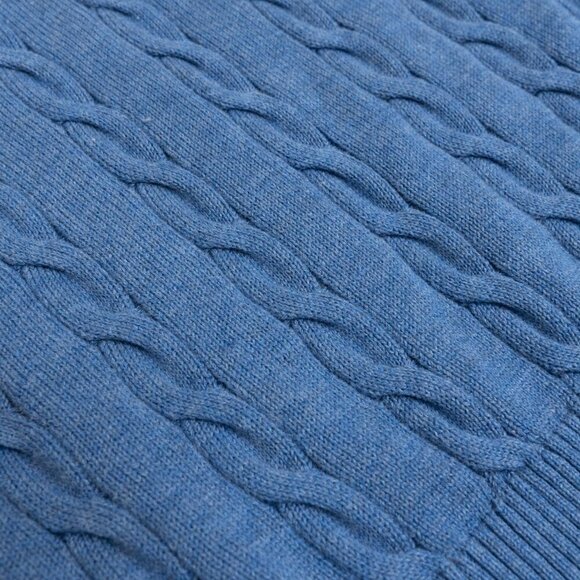 Brooks Brothers Cable Knit Sweater Supima Cotton Crewneck Blue Mens Medium NEW - Picture 7 of 10